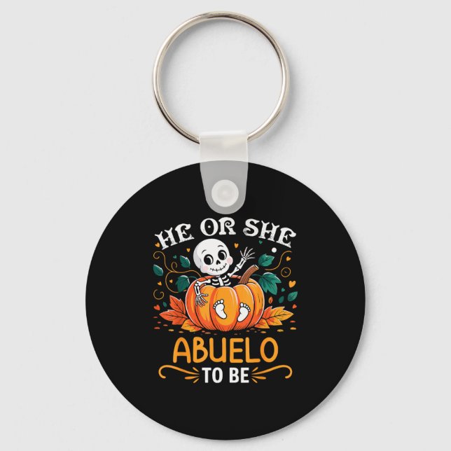 Chaveiro He Or She Abuelo To Be Halloween Skeleton Baby Rev (Frente)