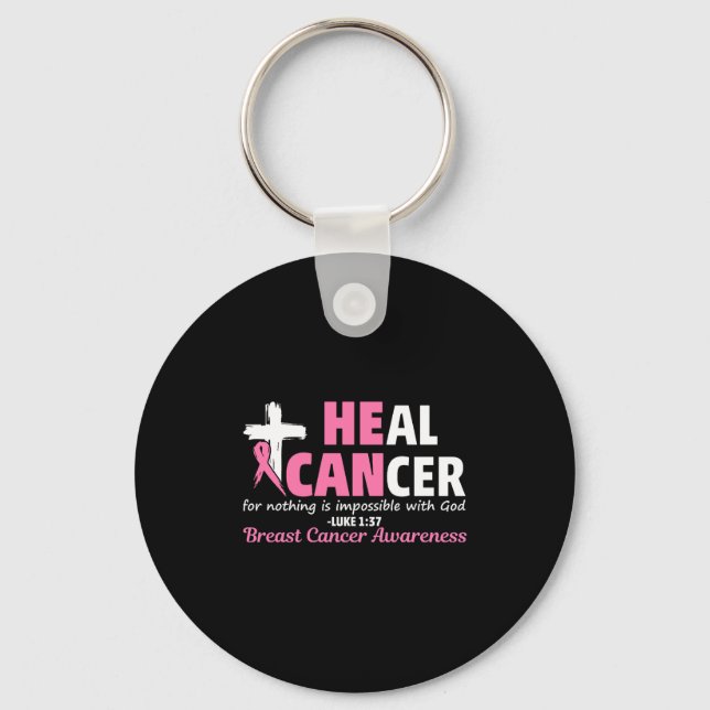 Chaveiro Heal Cancer Christian Believe God Breast Cancer Aw (Frente)