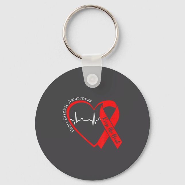 Chaveiro Heart Health Heart Disease Awareness Chd Heartbeat (Frente)