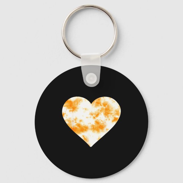 Chaveiro Heart Orange Tie Dye - Cute Valentines Day Graphic (Frente)