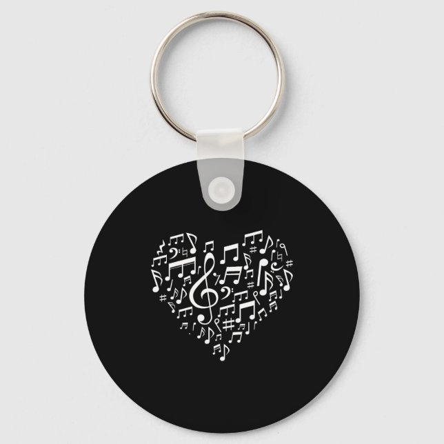 Chaveiro Heart Shape Musical Notes Music Lovers Gift Valent (Frente)