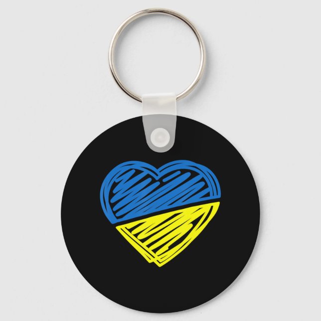 Chaveiro Heart Ucrânia I Stand With Ucraniano Flag (Frente)