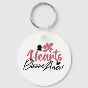 Chaveiro Hearts Bloom Anew - citação Floral Inspiracional