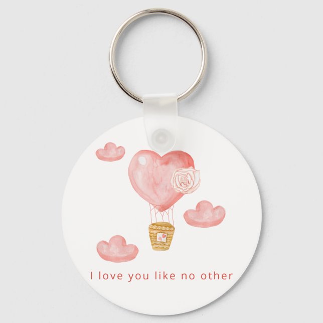 Chaveiro Hearts Hot Air Balloon Namorados Personalizado (Frente)
