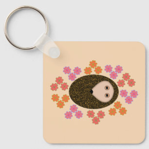 Chaveiro Hedgehog e Flores Sonolentos Personalizados