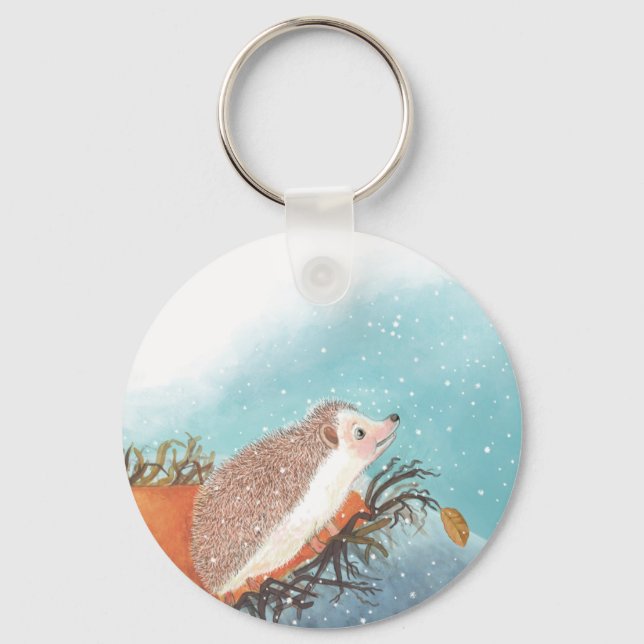 Chaveiro Hedgehog e primeiros flocos de neve (Frente)