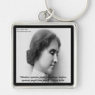 Chaveiro Helen Keller & Citação Famosa de Surdo/Cego