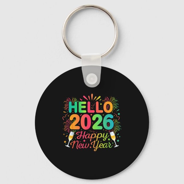 Chaveiro Hello 2026 Happy New Year Eve Party Countdown Fire (Frente)