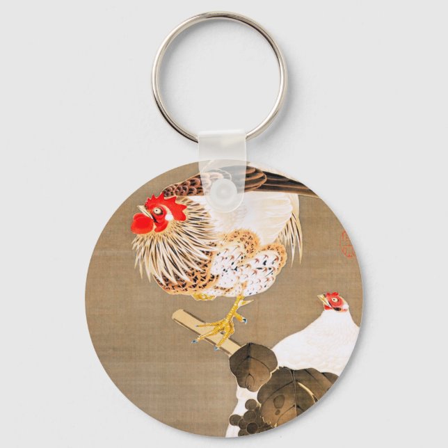 Chaveiro Hen and Rooster with Grapevine by Ito Jakuchu (Frente)