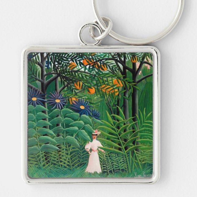 Chaveiro Henri Rousseau - Mulher caminhando em uma Floresta (Frente)