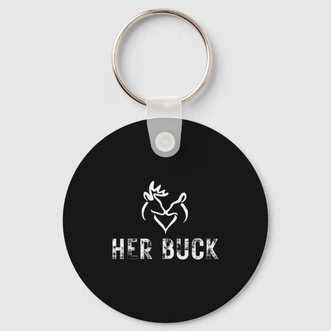 Chaveiro Her Buck Matching Hunting Couples Valentines Day F (Frente)
