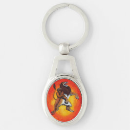 Chaveiro herálculos de fantasia de aquarela lutando leão se