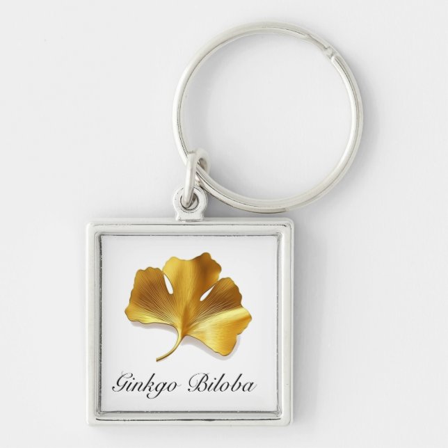 Chaveiro Herbal Life, Ouro Ginkgo Biloba personalizável (Frente)