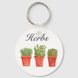 Chaveiro Herbos de Aquarela Thyme Rosemary Orégãos Pote