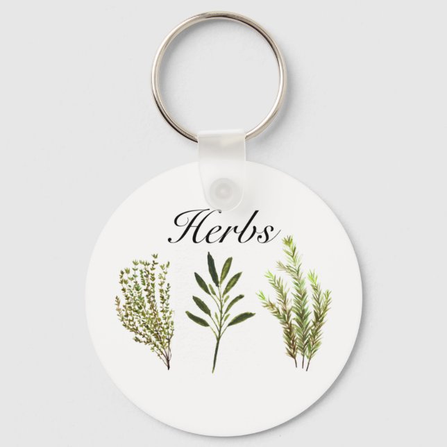 Chaveiro Herbos Por Aquarelas Thyme Rosemary Sage Plant Pot (Frente)