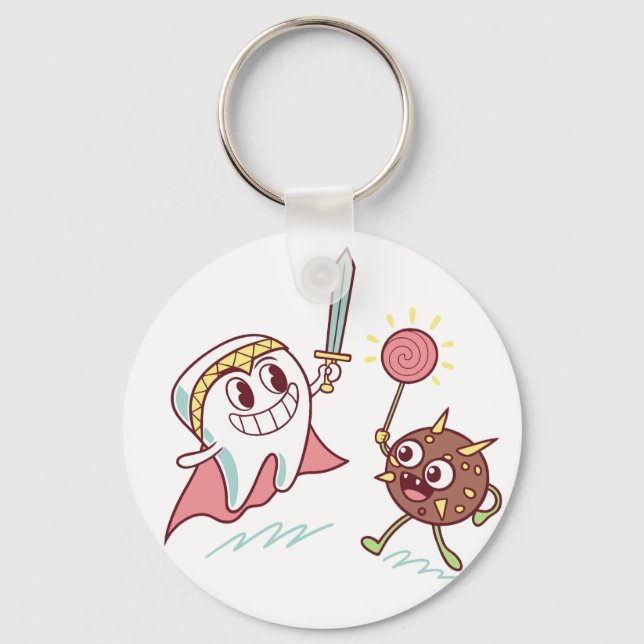 Chaveiro Herói dos Dentes vs Bactérias Monstro Diversão Car (Frente)