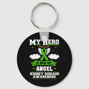 Chaveiro Herói É Minha Nuvem de Doença dos Rins Angel Verde