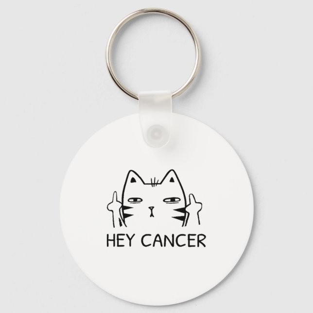 Chaveiro Hey Cancer F Funny Cat Middle Finger For Men Women (Frente)