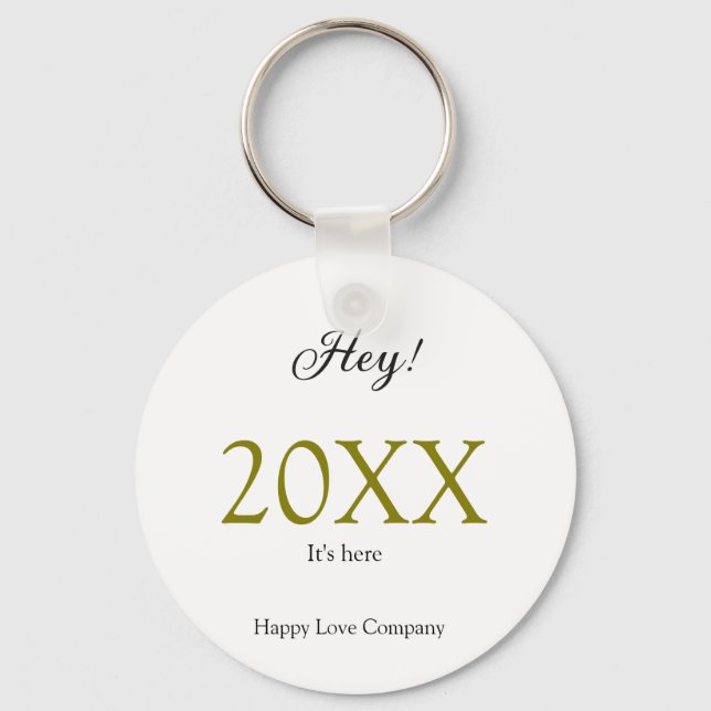 Chaveiro Hey it's new year add year gold black simple. Mini (Frente)