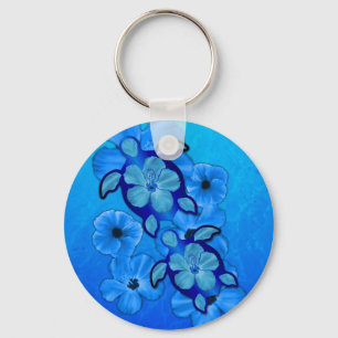 Chaveiro Hibiscus e tartarugas azuis de Honu