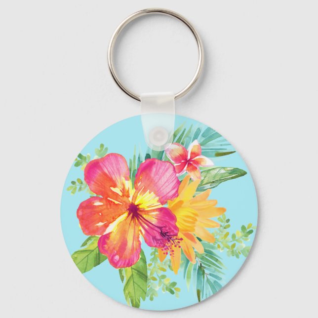 Chaveiro Hibiscus Floral Tropical Havaiana (Frente)