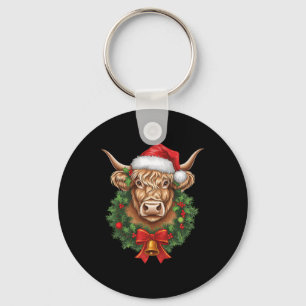 Chaveiro Highland Cow Christmas Xmas Papais noeis Wooly Faz