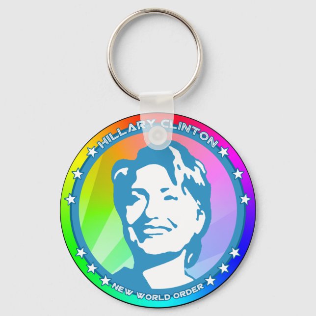 Chaveiro hillary clinton. arco-íris. (Frente)