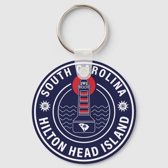 Chaveiro Hilton Head Island Lighthouse Retro Sunset (Frente)