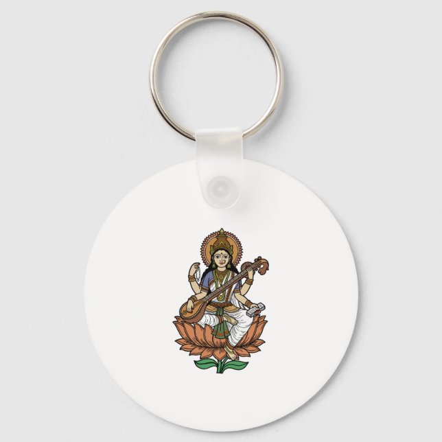 Chaveiro Hindu Goddess Saraswati (Frente)
