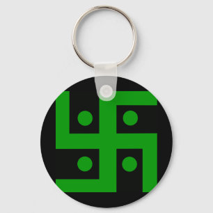 Chaveiro Hindu swastika (verde em fundo preto)