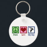 Chaveiro Hip Hop de Paz e Amor<br><div class="desc">Salto de Sobreposição do Amor pela Paz. Um legal presente musical de hip hop para uma dançarina de break ou um artista de hip hop.</div>