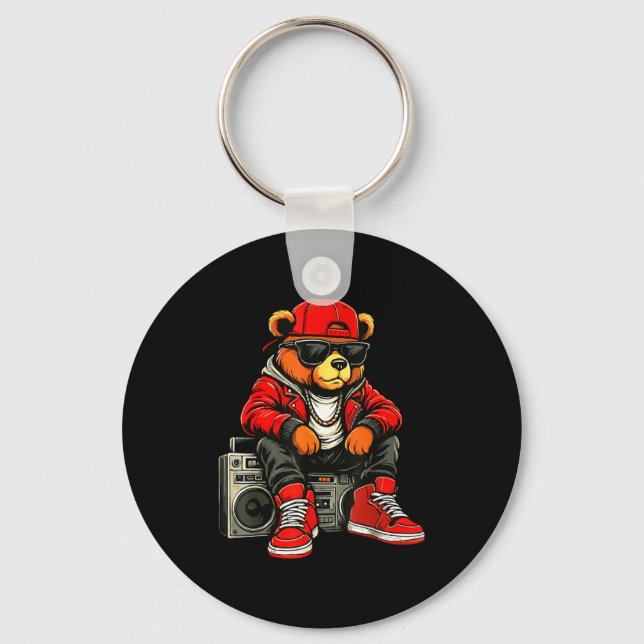 Chaveiro Hip Hop Teddy Bear Rap Music  (Frente)