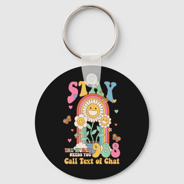 Chaveiro Hipe Suicide Crisis Lifeline 988 Stay The World  (Frente)