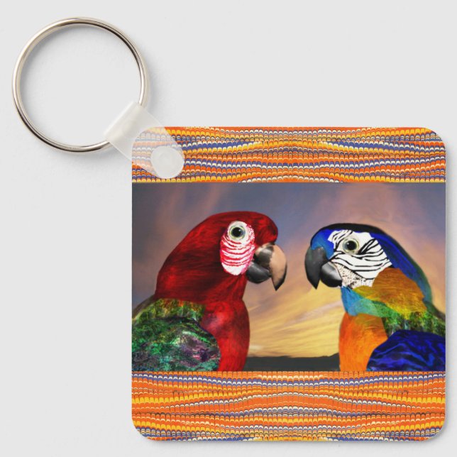 CHAVEIRO HIPER PARROS/ARA VERMELHA E AZUL (Frente)