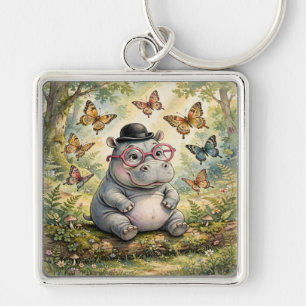 Chaveiro Hipopótamo Caprichoso com Pulseira de Aquarela