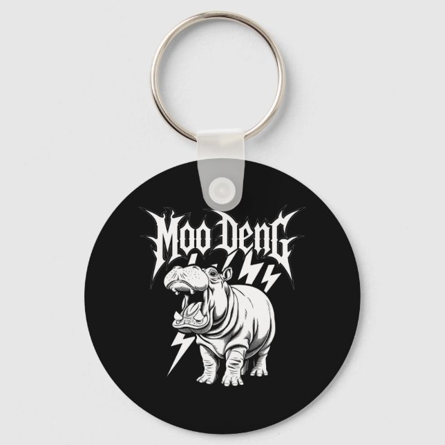 Chaveiro Hipopótamo Moo Deng Bebê Fofo Death Metal (Frente)