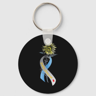 Chaveiro Hippie Sunflower Cinza Blue Fita Tipo 1 Diabetes