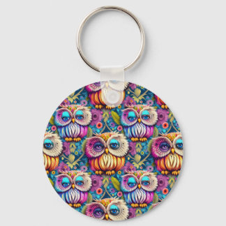 Chaveiro Hippie Trippy Colorful Owl