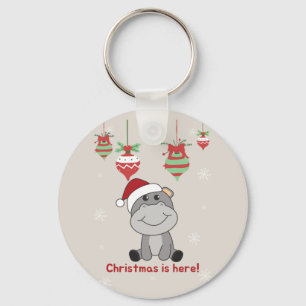 Chaveiro Hippo Feliz Natal Animais de inverno Hippos Keycha