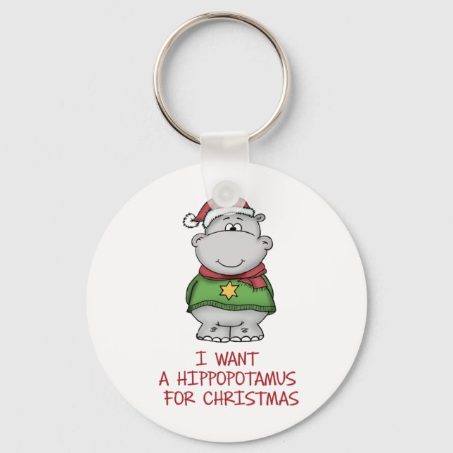 Chaveiro Hippopotamus para o Natal - Design Cute Hippo (Frente)