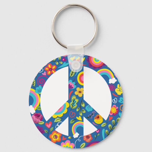 Chaveiro Hippy 60s Boho Peace Sign (Frente)