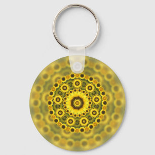 Chaveiro Hippy Sunflower Fractal Mandala Padrão