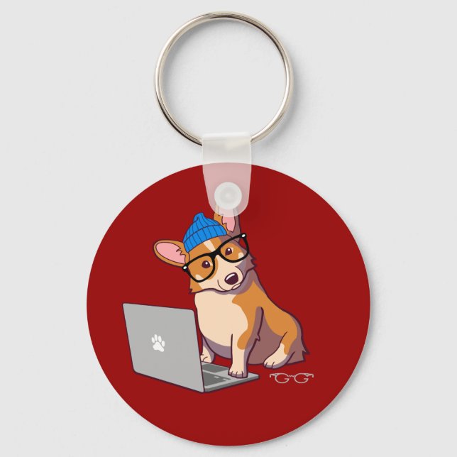 Chaveiro Hipster Corgi 2 (sem texto) (Frente)