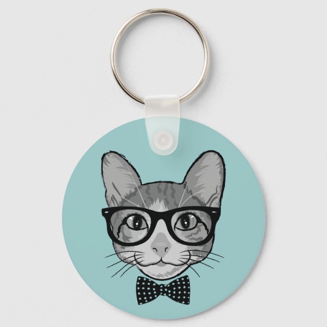 Chaveiro Hipster de Cat com Gravação de Arco do Bolinhas (Frente)