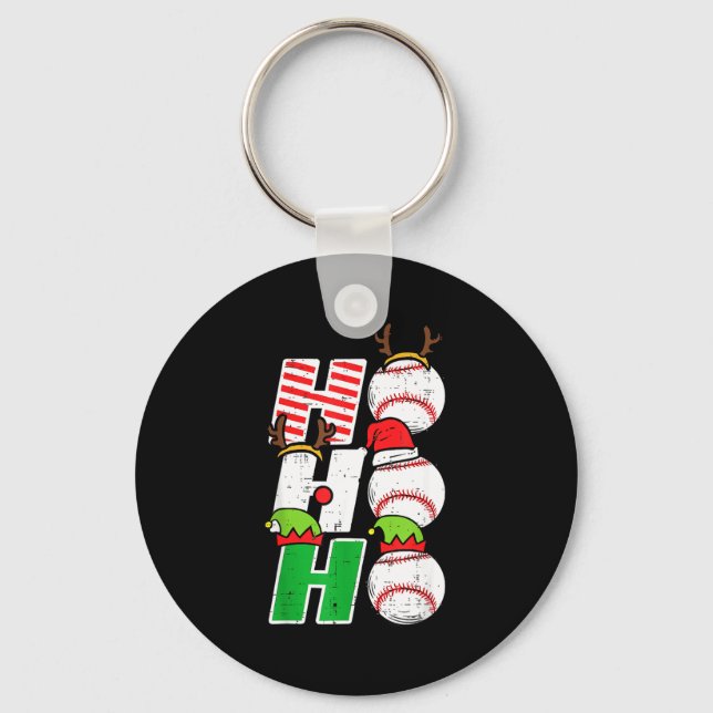 Chaveiro Ho Ho Baseball Elf Candy Cane Funny Christmas Srt  (Frente)