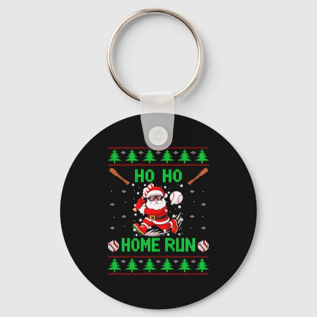 Chaveiro Ho Ho Home Run Baseball Christmas Santa Ugly Xmas  (Frente)