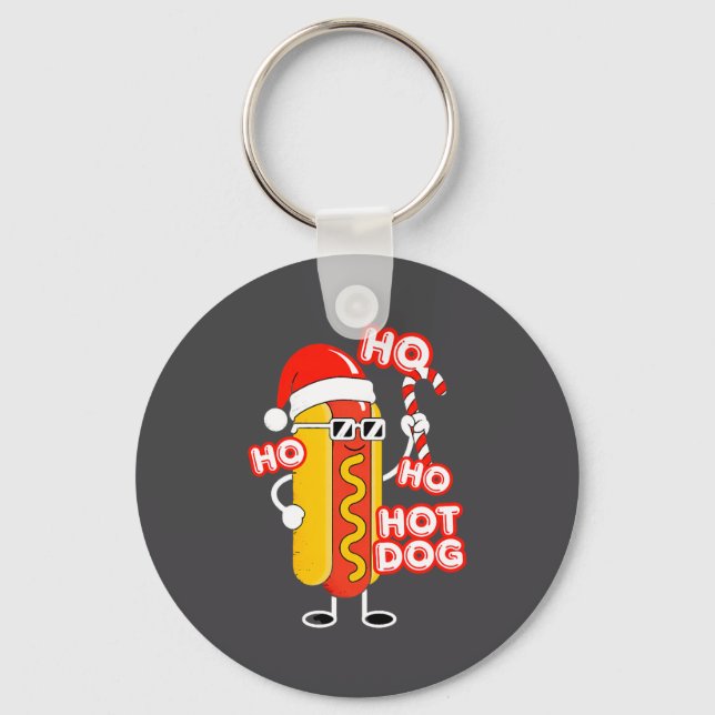Chaveiro Ho Ho Hot Dog Funny Christmas– Festive Hot Dog In  (Frente)