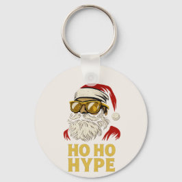 Chaveiro HO HO HYPE – Santa Dourado
