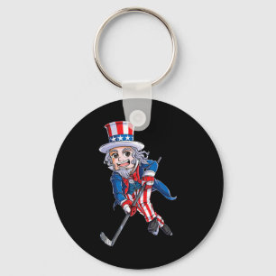 Chaveiro Hockey American Flag 4° de julho Crianças Tio