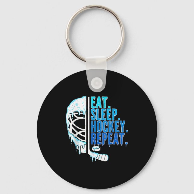 Chaveiro Hockey Ice Cream Drip Eat Sleep Hockey Repeat Boys (Frente)